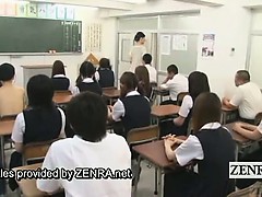 Subtitled CFNM Japan nudist student milf teacher strips