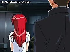 Sexy redhead anime babe blows tube part1