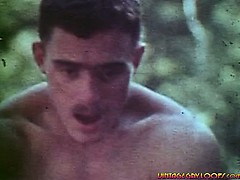 2 men go at it hard out in the woods. Sucking and ass