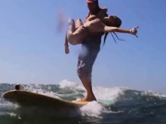 Super-hot badass girls enjoyed surfing and sky diving while nude softcore babe