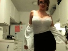 Naughty teacher gets undressed revealin tits