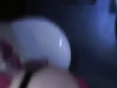 Chick gets sprayed with jizz on her ass