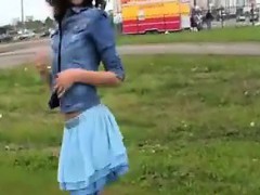 Skinny Girl Flashing Her Tits In Public