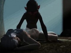 3D babe getting fucked hard in the woods by Gollum