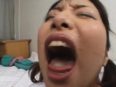 Sweet Japanese schoolgirl gets thick facial of semen