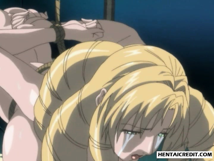 Blond manga honey tied up and team-fucked