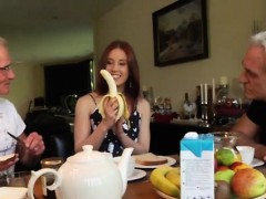 Cinema porn teen movie Minnie Manga gobbles breakfast with J