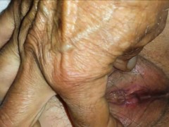 Grandpa Teasing granny's pussy - closeup