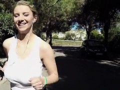 Hot Jogger Katerina Shows Off Her Huge Tits