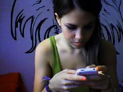 Blonde teen shows her natural tits on webcam