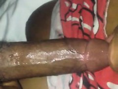 Another ebony stroking my huge dick that is black