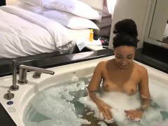 Adrian Maya is sucking dick in the bath tub while her lover 