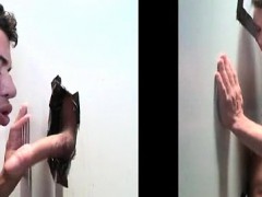 Oral gay sex on gloryhole for straight guy