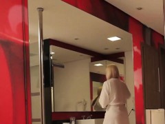 Blond latina tranny beauty behind the scenes