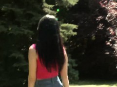 Her delicious little asshole gets destroyed wildly outdoors