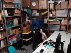 Teen is put in back room and fucked by dirty mall cop dick