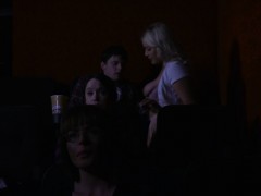Teen fucks boyfriend in the cinema with her stepmom there