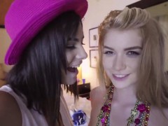 Hot babe Arya and Violet shares one big cock