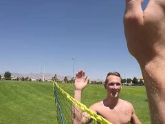 Two cute twinks suck and fuck after a game of badminton.