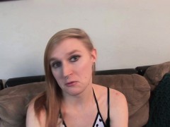 Amateur tgirl wanks hardcock on casting couch