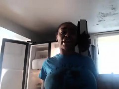 Busty ebony chick on webcam Big Boobs