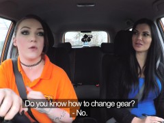 Fake Driving School Busty lesbian ex-con on test