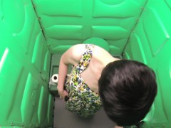 She cant get enough cum inside of this public porta potty