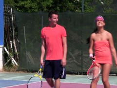 Fourway teens pussyfucked on tennis court