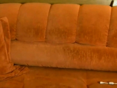 blonde babe in pantyhose with cut hole fucks her pussy