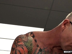 Tattoo gay double fisting and cumshot