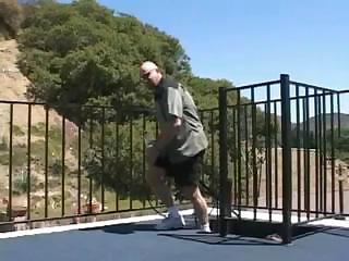 Violet Blue Enjoys A Hard Fourman Gangbang On A Rooftop Patio Then Takes All Of Their Cum
