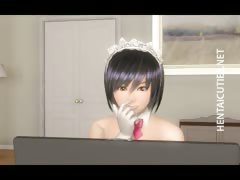 3D hentai lesbian maids rubbing pussies