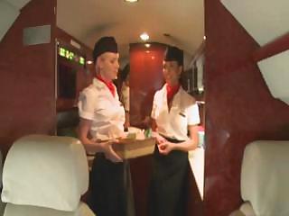 Porno Video of Beautiful Stewardess Is Fucking With Two Businessmen On The Board Of A Plane