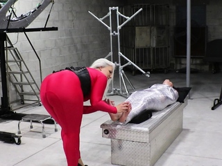 Femdom fetish mistresses fuck bdsm loser with strapon