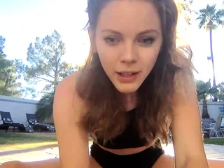 Hot Blonde Babe in Black Nylons Masturbates Solo