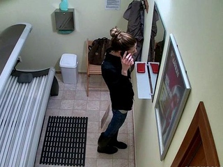 Slim teen in solarium