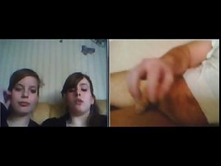 Porno Video of Two Crazy Teenage Girls Watch Nasty Guy Masturbating During Video Chat