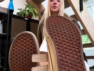Blonde in stockings foot fetish and pussy pounding