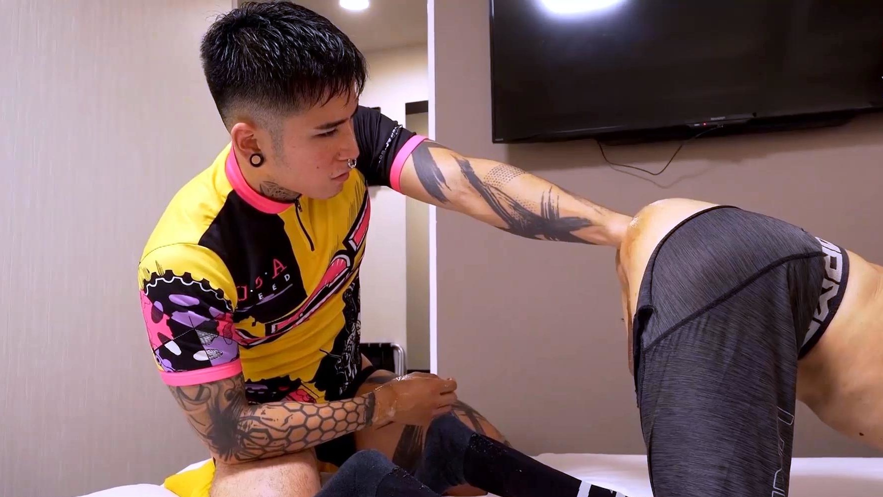 Asian Jock Duo in Intense Fisting Encounter