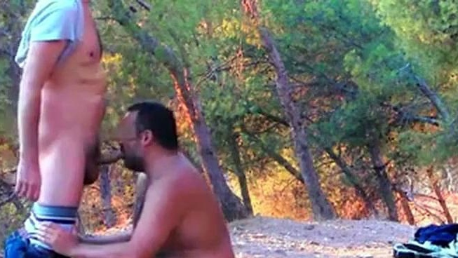 Public Threesome Encounter Outside with Hairy Bears and an Otter