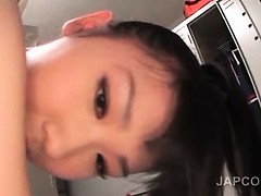 Asian tempting school doll flashing butt hole and boobs