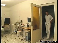 Stockinged Blonde Dildos Inside The Clinic