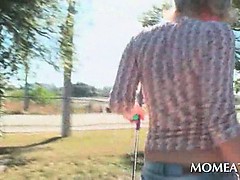 Babe caught pissing outdoor hooks up with a black sexy stud