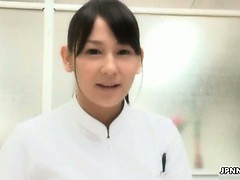 Cute asian nurse gets horny talking part2