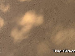 Fingering gf at outdoor terrace bar