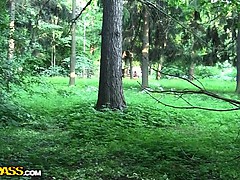 Sexy brunette fucked in the forest