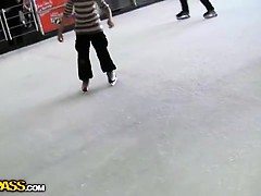 Sexy girl picked up on a skate rink