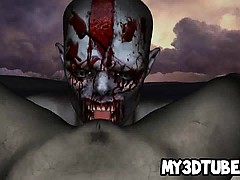 Two horny 3D cartoon zombies having some hot sex