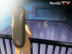 Sexy hentai babes fight in the gym