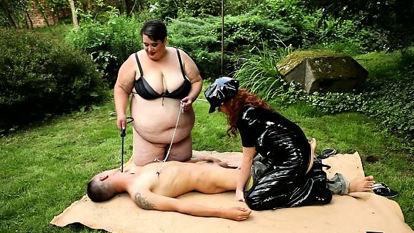 Extremely huge BBW dommies in femdom action